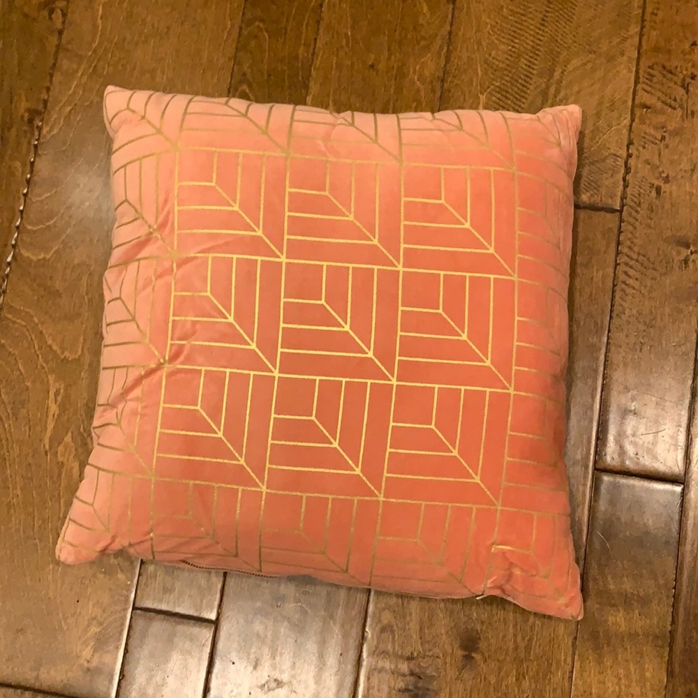 Salmon and Gold Throw Pillow